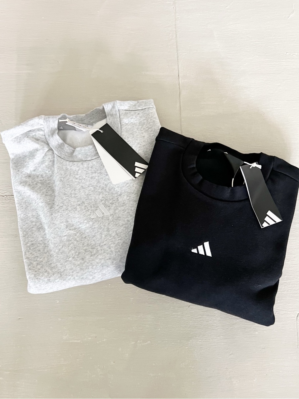 NWT: Bundle of 2 adidas essential soft crewneck sweatshirt-Black & Gray-womens M